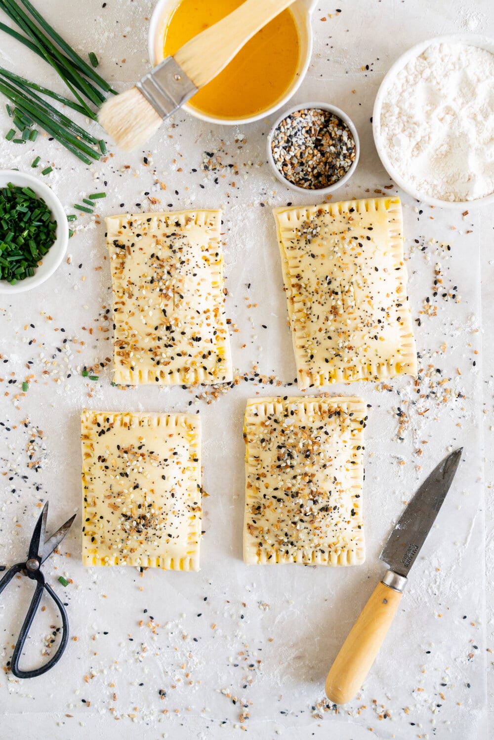 Smoked Salmon and Cream Cheese Hand Pies with Everything Bagel Seasoning. Easy flaky pie dough is filled with a smoked salmon and cream cheese mixture, and baked until perfectly golden and flaky.