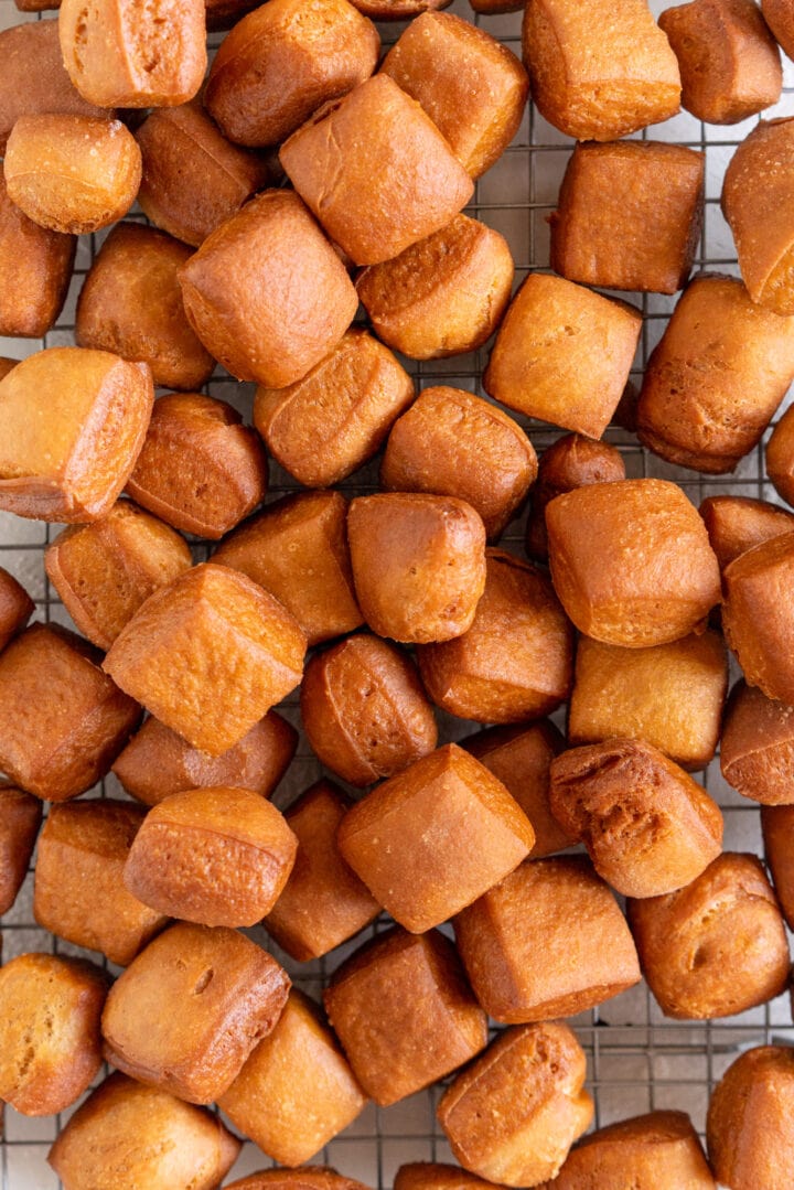 Freshly fried Earl Grey Doughnut Bites