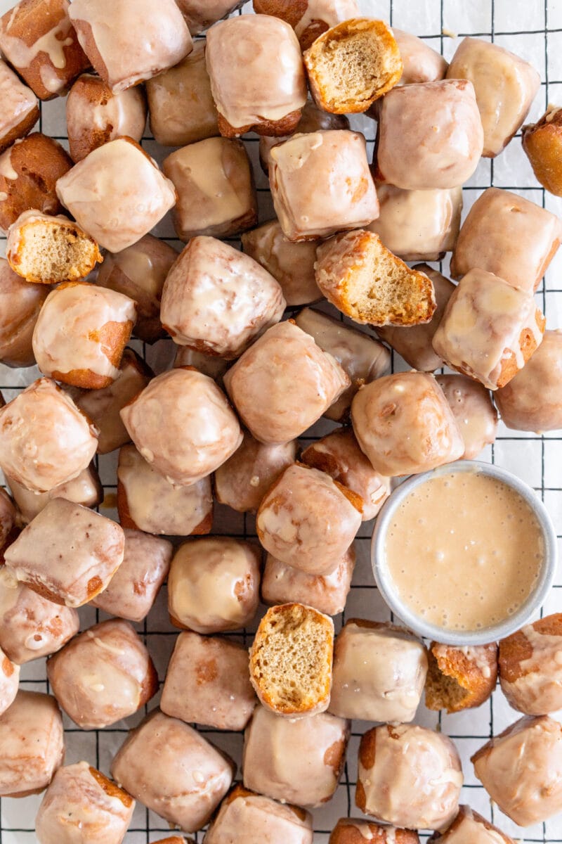 Close up of earl grey doughnut bites