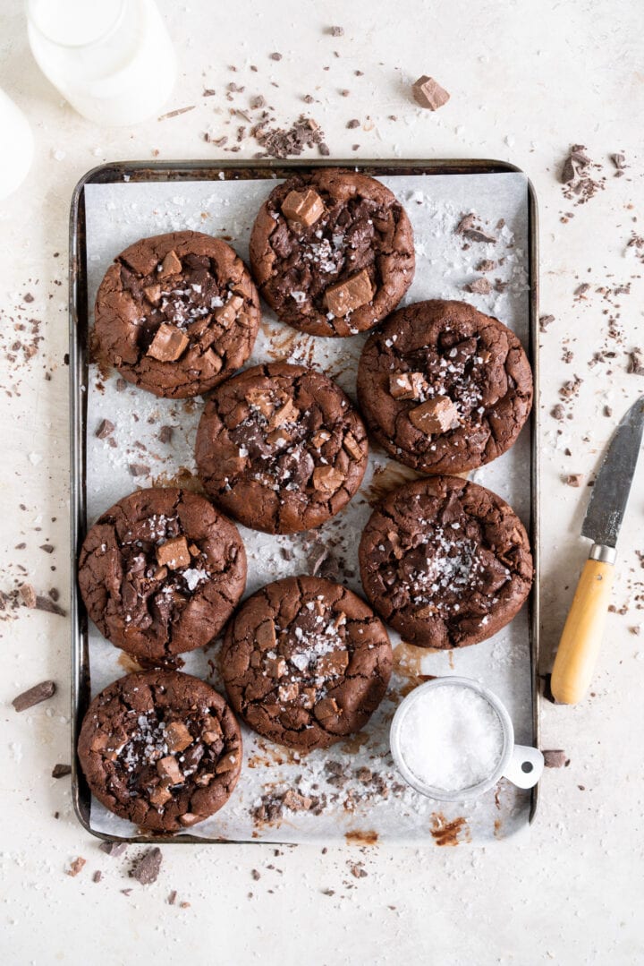Sheet pan of dairy free cookies