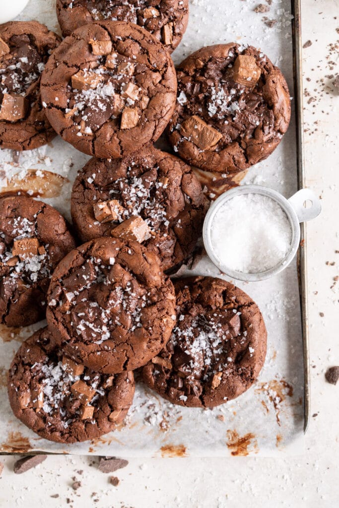 Stacked double chocolate cookies