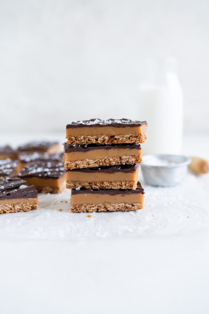Stacked Anzac Caramel Slice