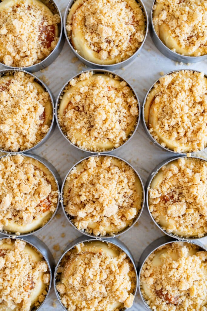 Apricot crumb buns topped with streusel