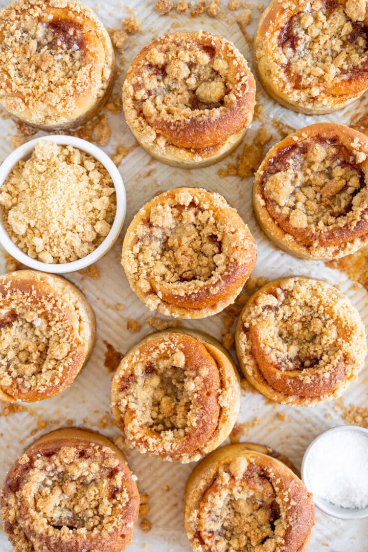 Apricot Crumb Buns on Baking Sheet