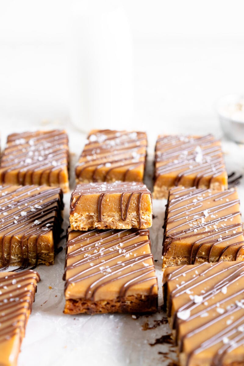 side on shot of ginger caramel slice