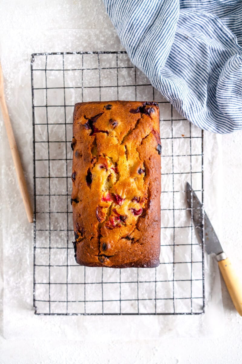 Baked Cranberry Olive oil loaf cake