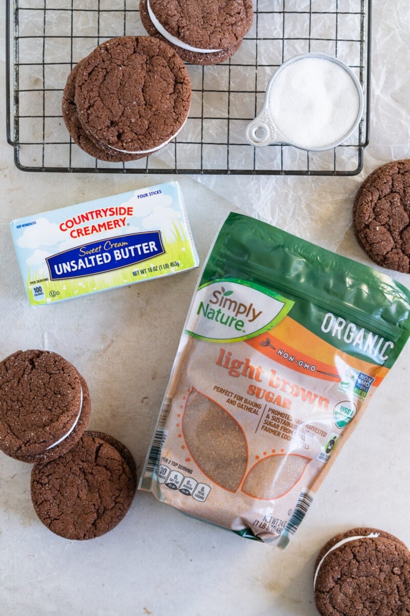 ingredients for hot chocolate sandwich cookies