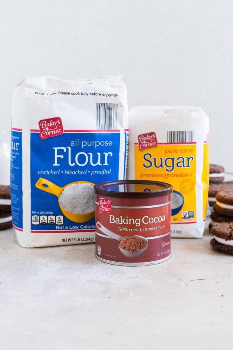ingredients for hot chocolate sandwich cookies