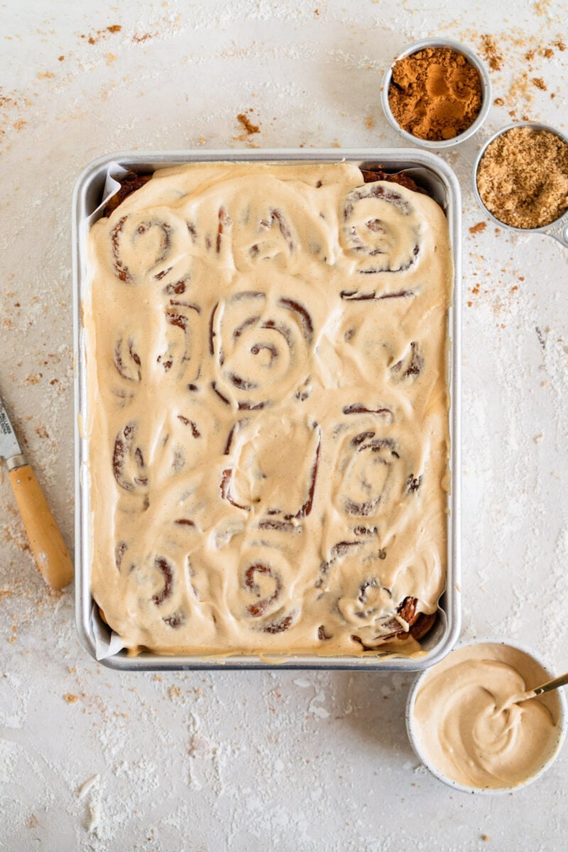frosted pumpkin cinnamon rolls