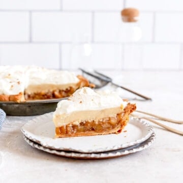 Slice of Apple Butterscotch Pie on a plate