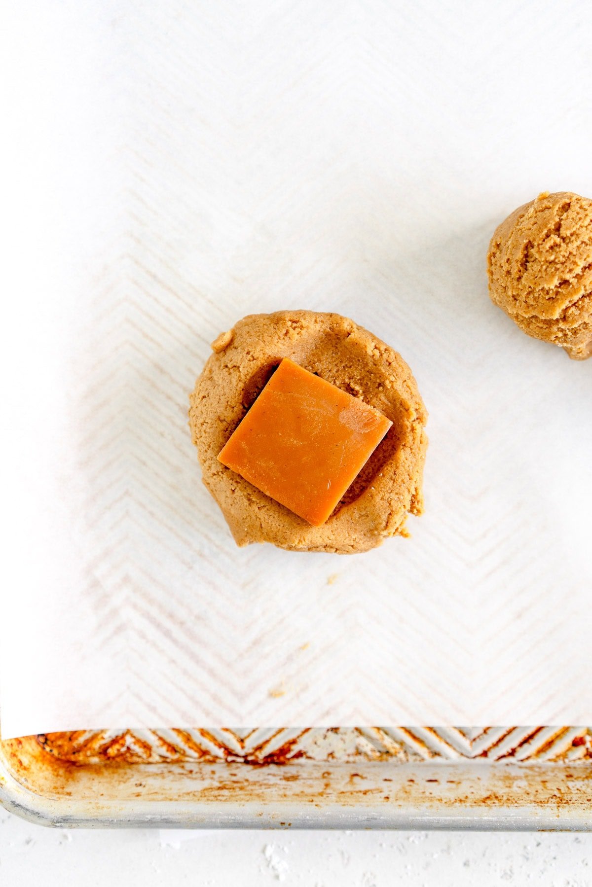 caramel on cookie dough