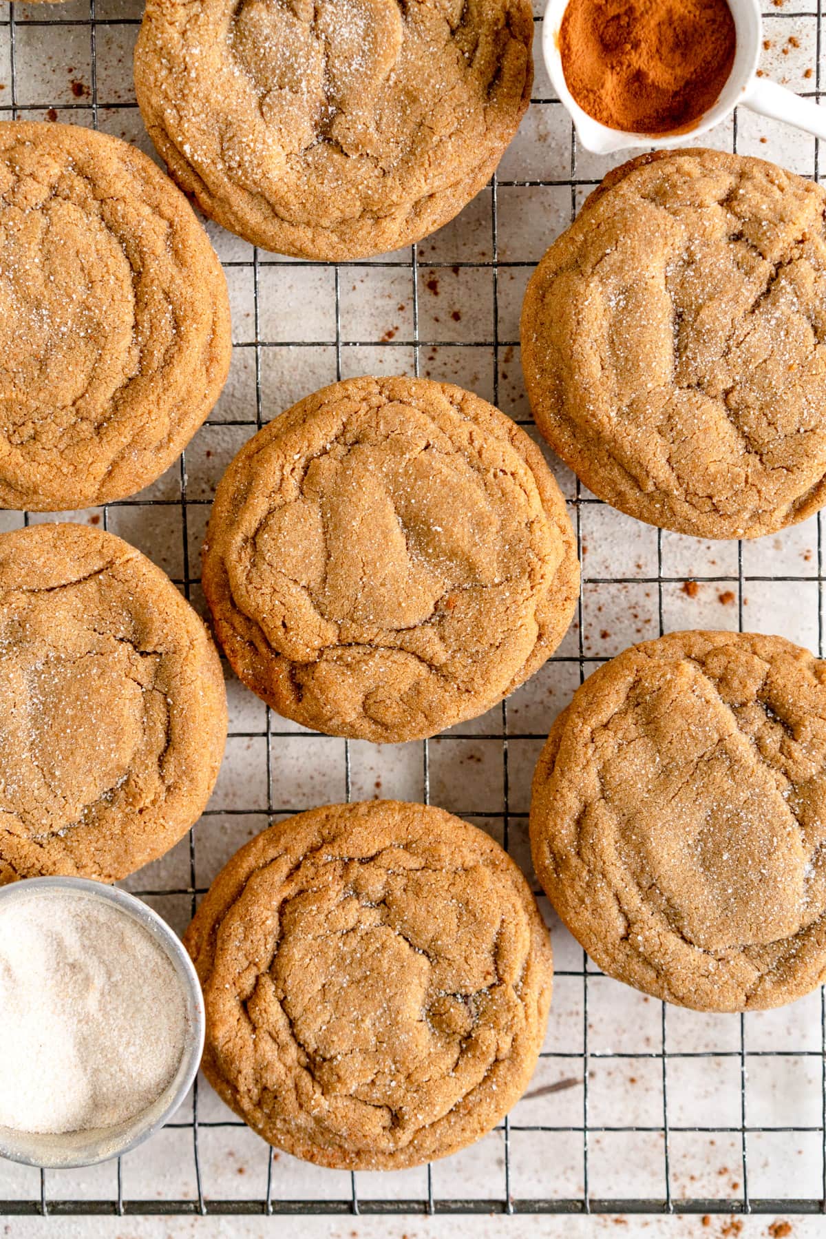 close up of ginger molasses cookies on rack