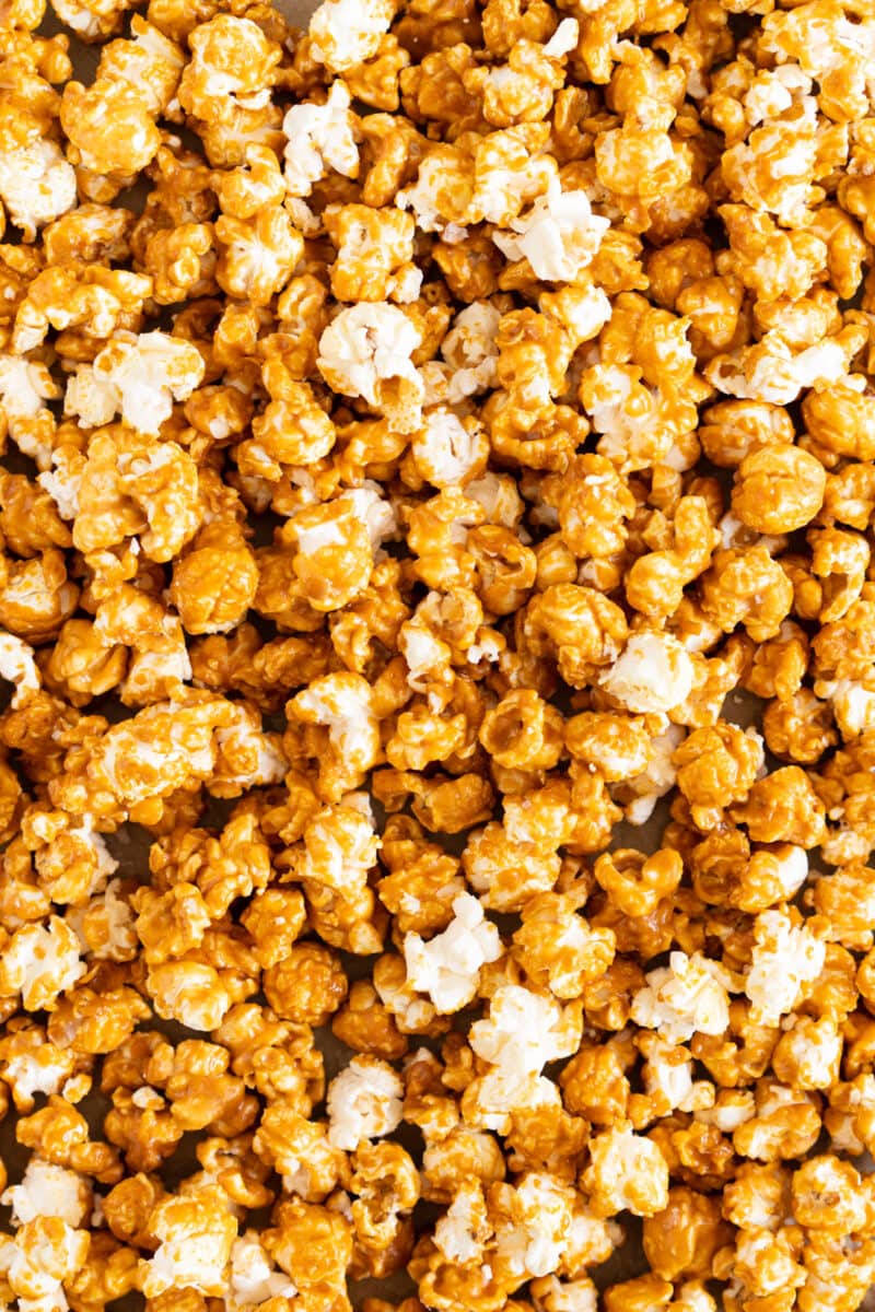 close up of tahini caramel corn