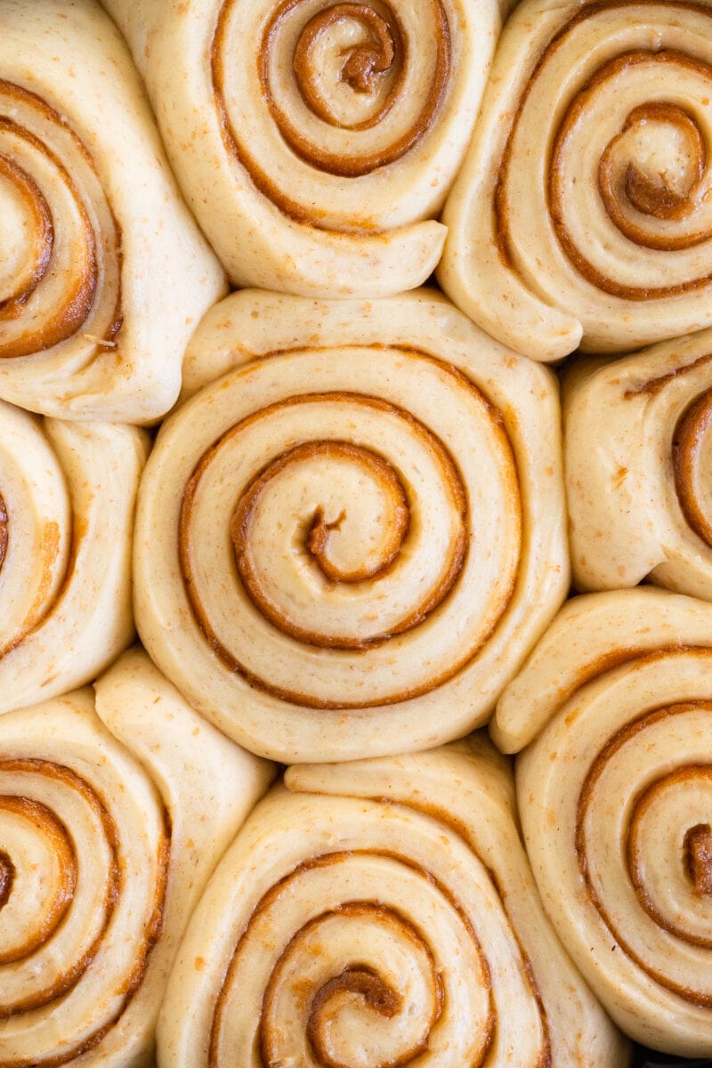 Super close up shot cinnamon rolls