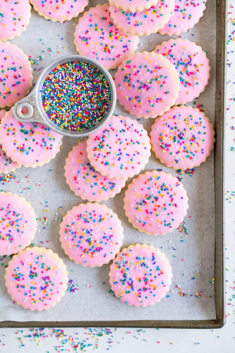 sprinkle cookies on sheet pan