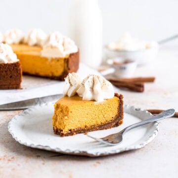 Slice of pumpkin cheesecake