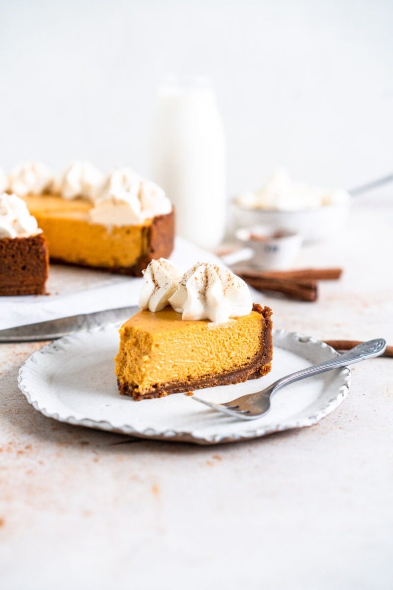 Slice of pumpkin cheesecake