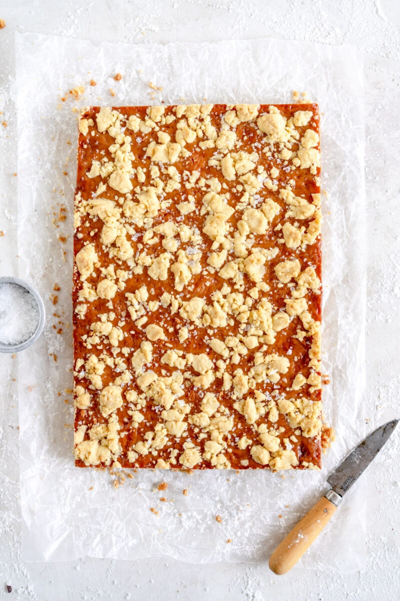 Baked tan Square on Wax Paper