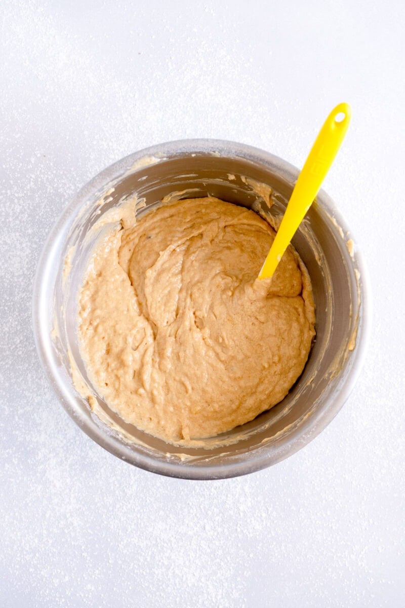 bowl of banana bread batter