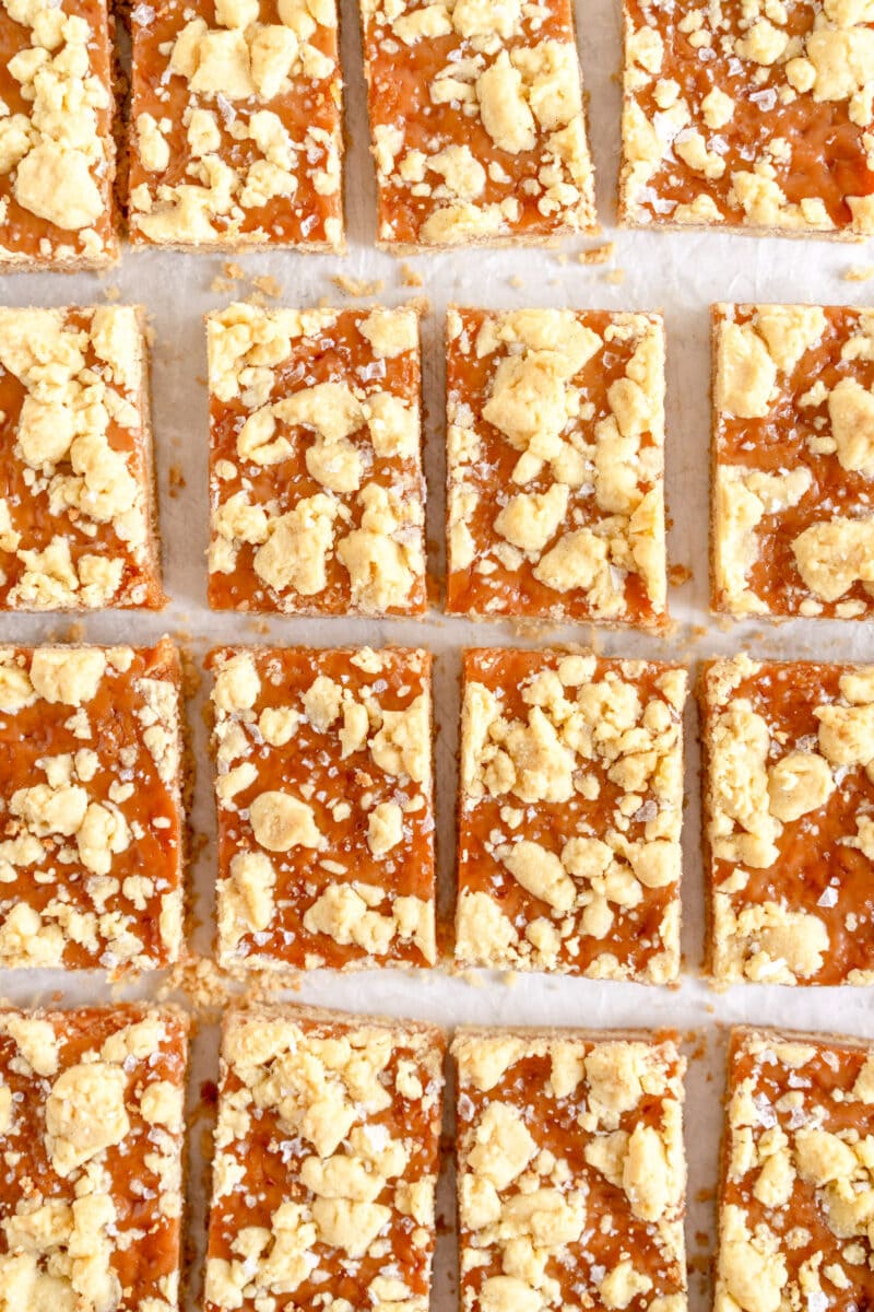 Close up shot sliced tan square