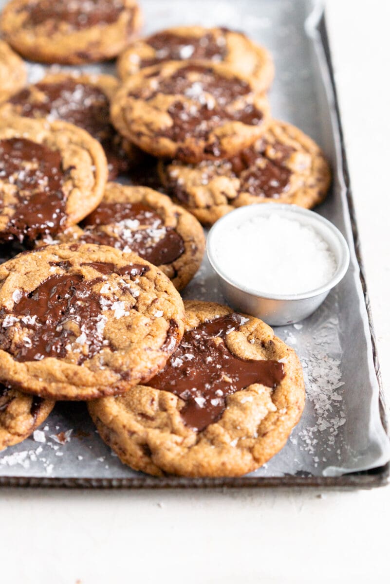 Side shot perfect chocolate chip cookies
