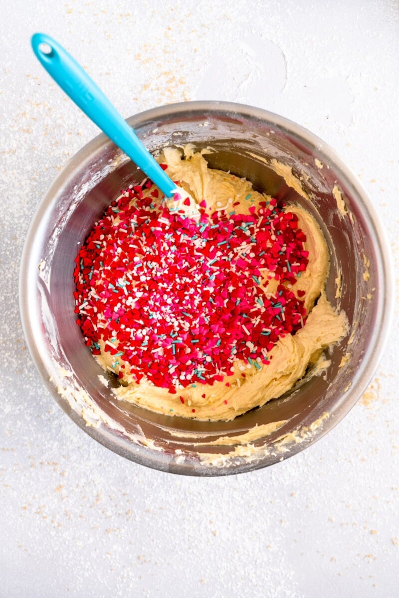 funfetti snack cake batter with funfetti sprinkles