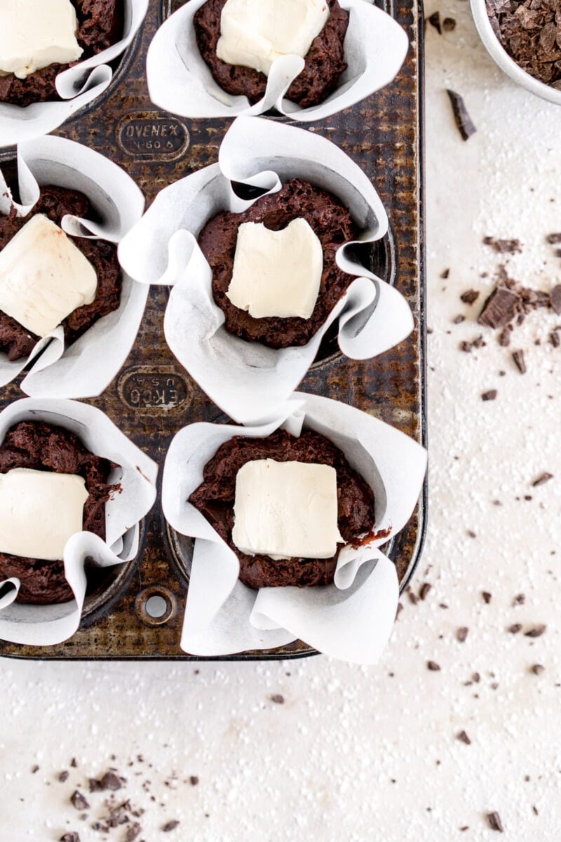 cream cheese inside chocolate muffin