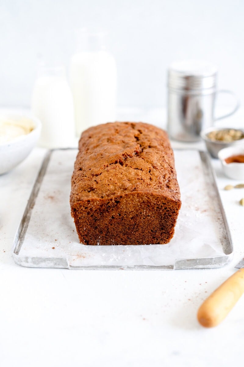 Side on shot of carrot loaf