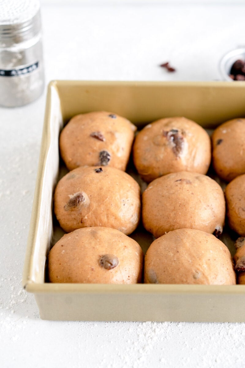 side shot risen hot cross buns