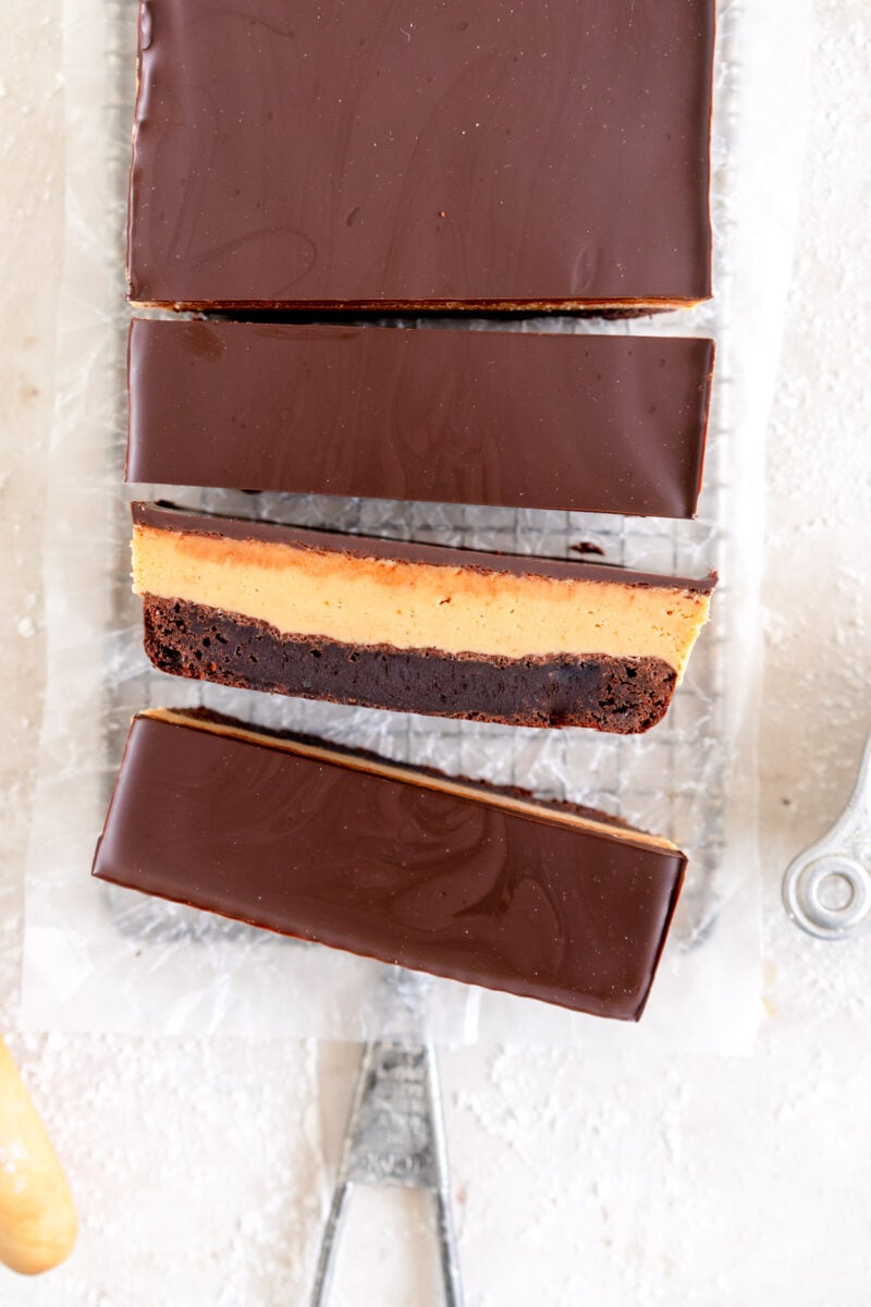 top down slice PB brownies
