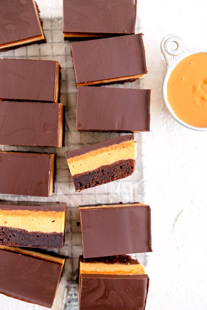 slice shot of peanut butter brownies