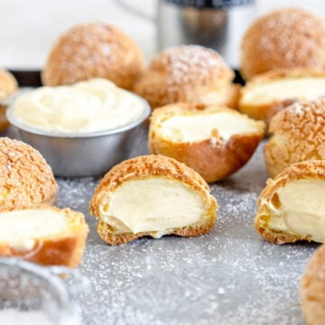 vanilla bean diplomat cream filled cream puff