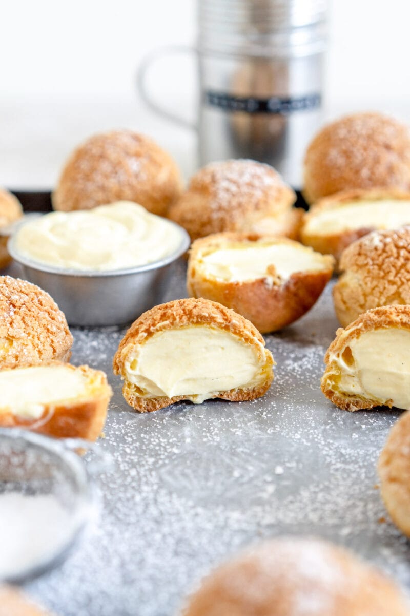 vanilla bean diplomat cream filled cream puff