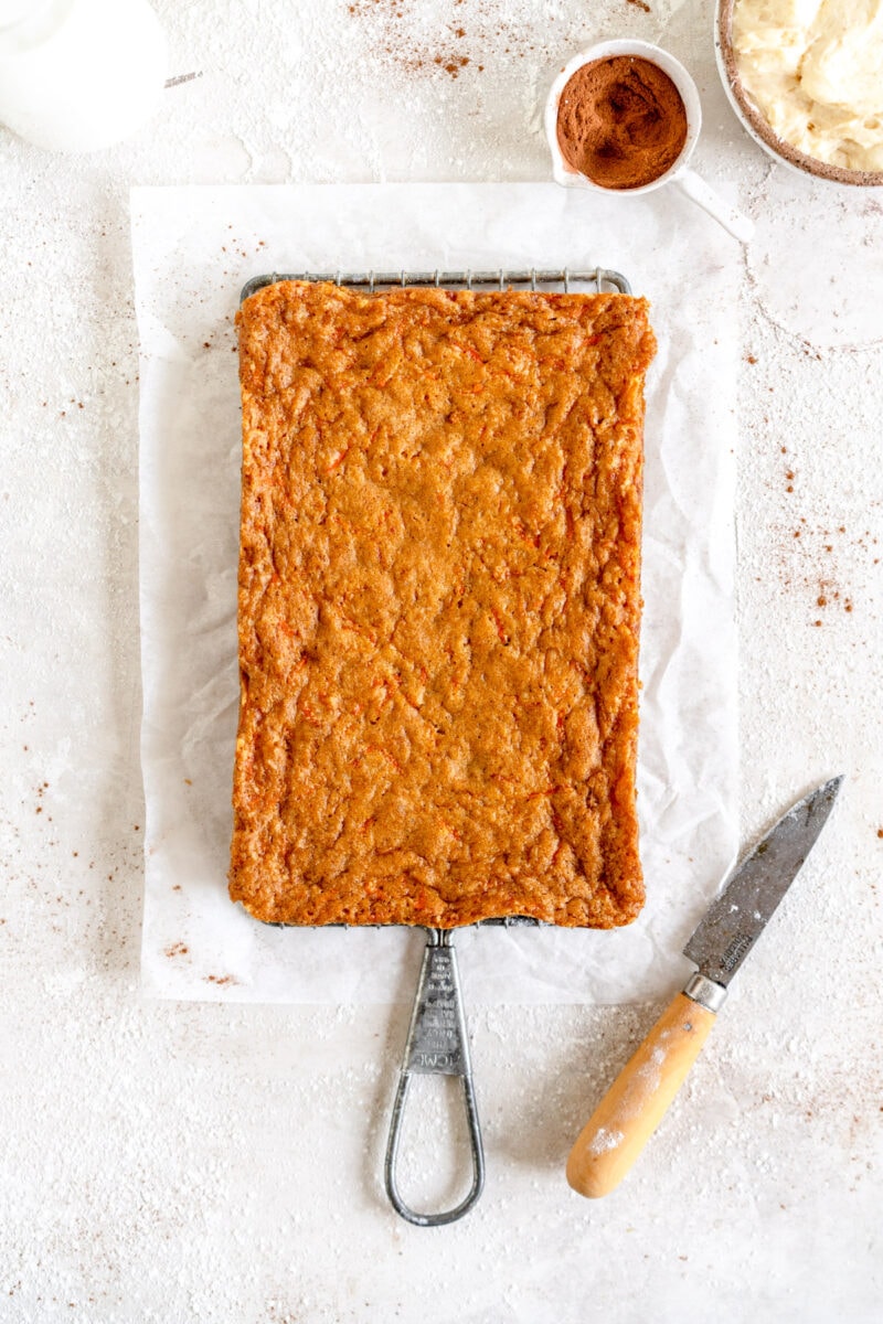 mini carrot cake ready to be frosted