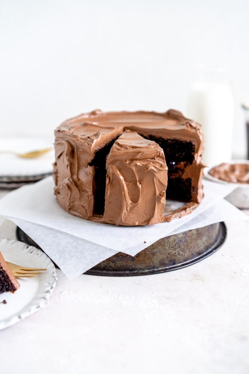 Chocolate Cake with slice taken out