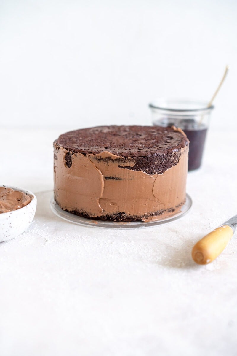 stacked chocolate layer cake