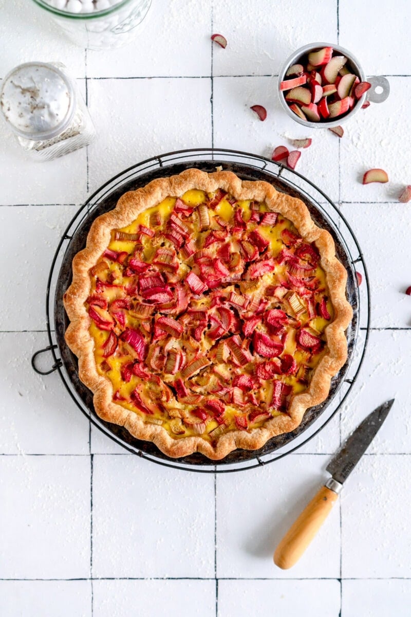 Baked Rhubarb Custard Pie