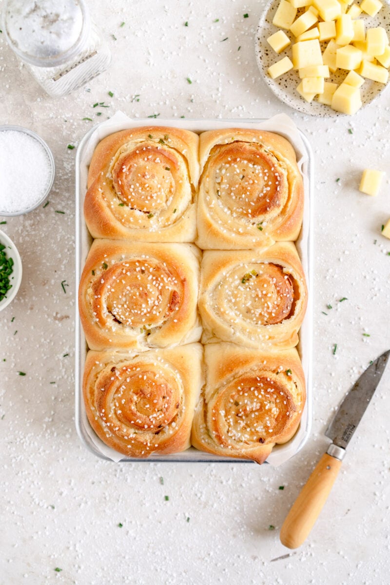 top down shot of small batch baked cheese buns