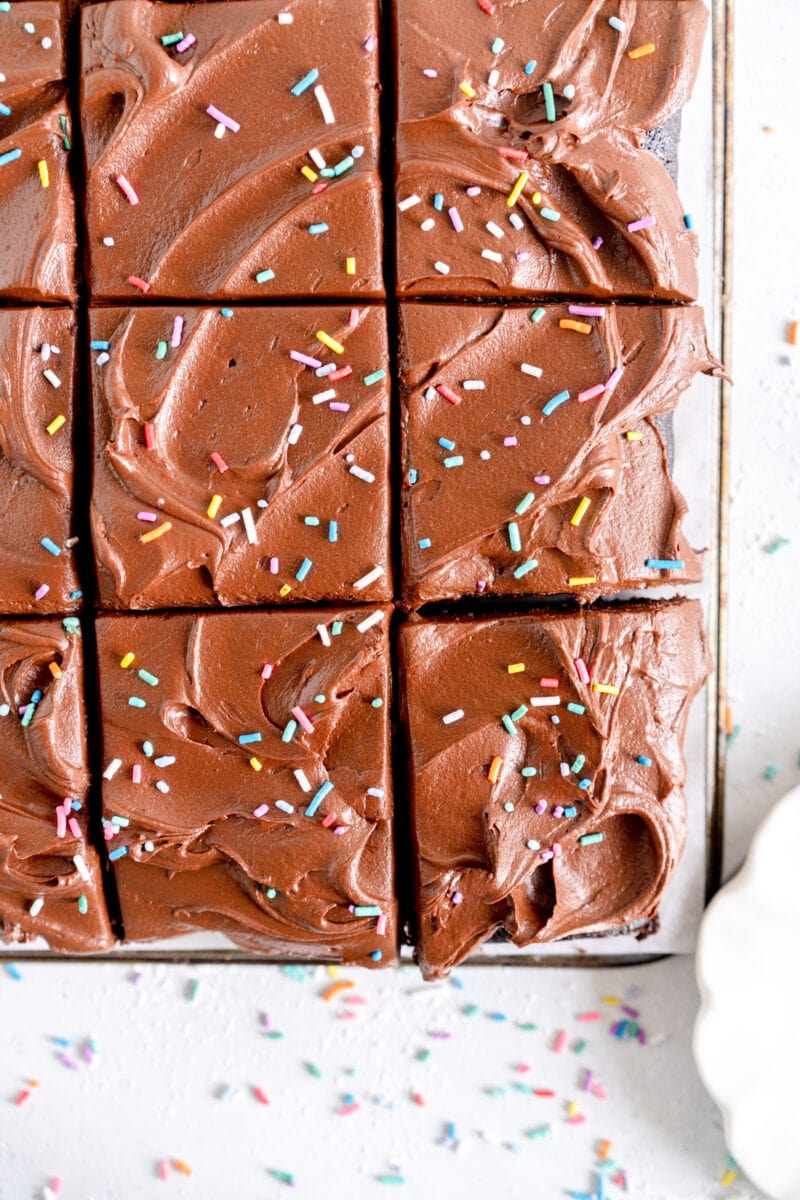 corner shot cake with sprinkles