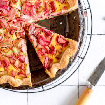 slice of rhubarb flan