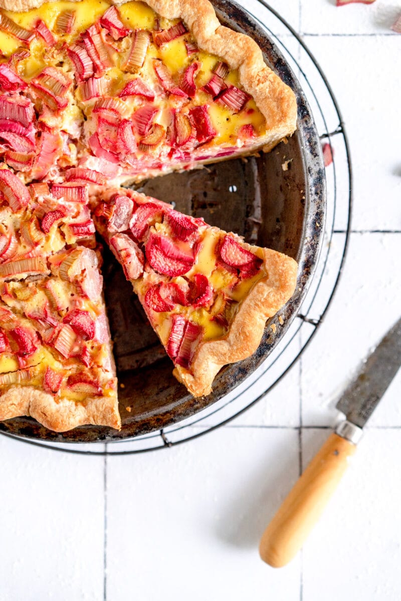 slice of rhubarb flan