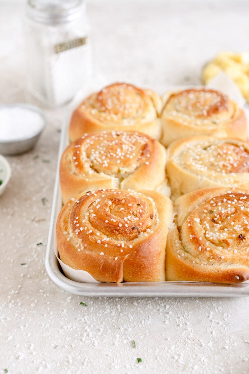 side on shot of baked cheese buns