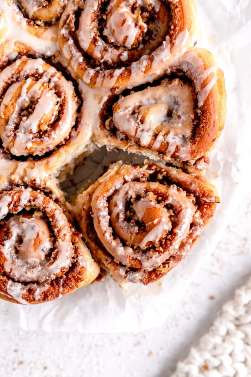 pulled in shot fluffy cinnamon rolls
