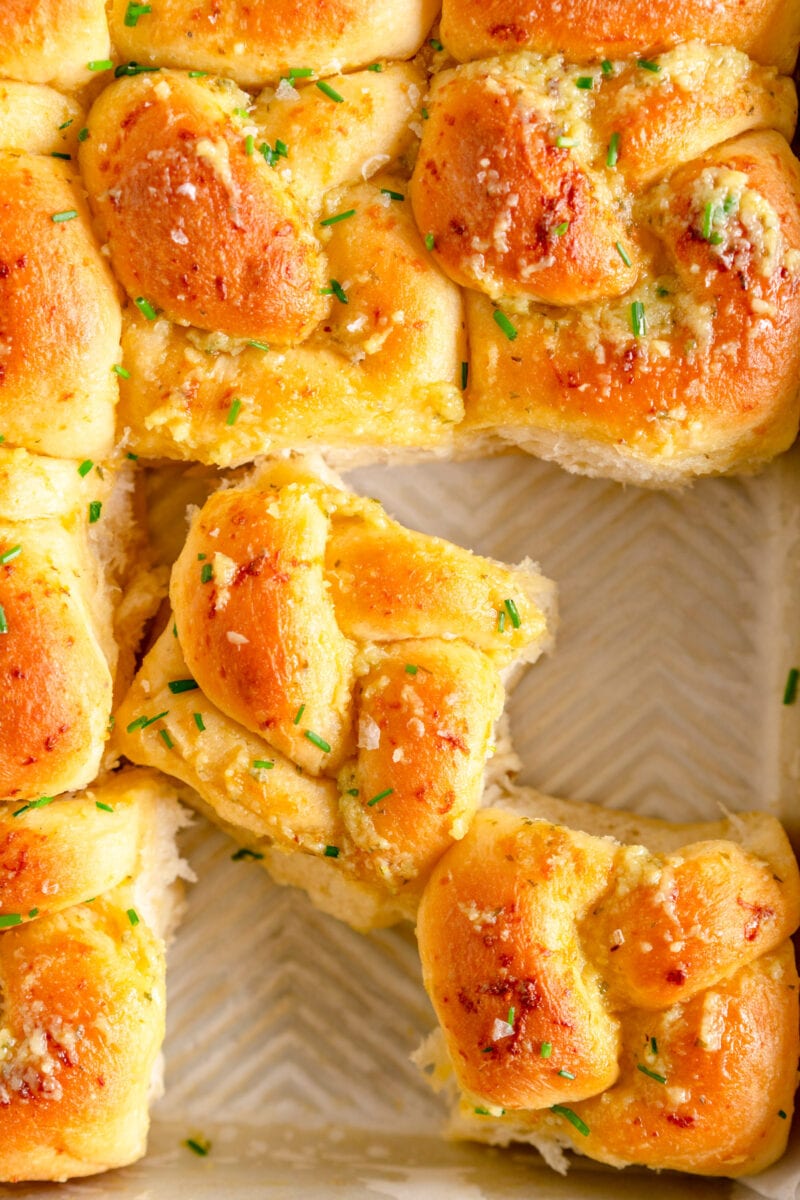 garlic knots in pan