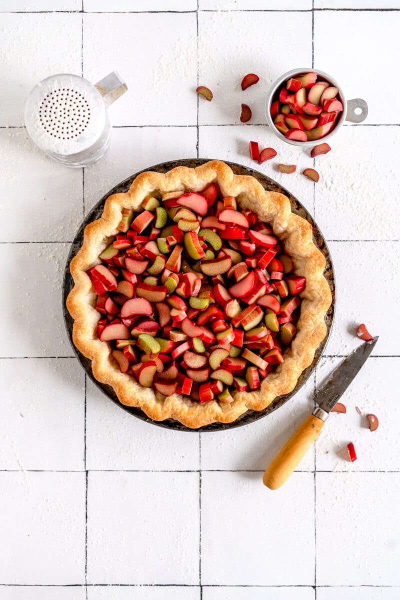 pie crust with rhubarb