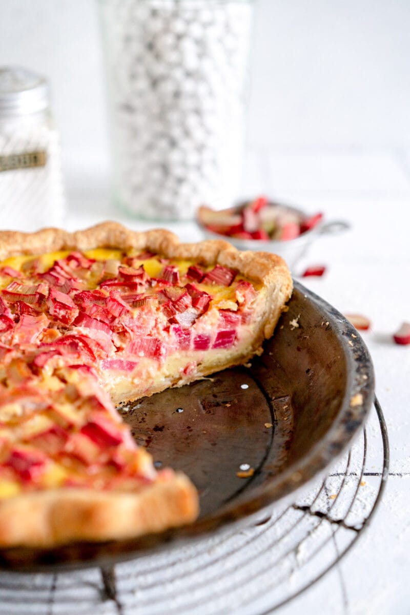 side shot rhubarb flan