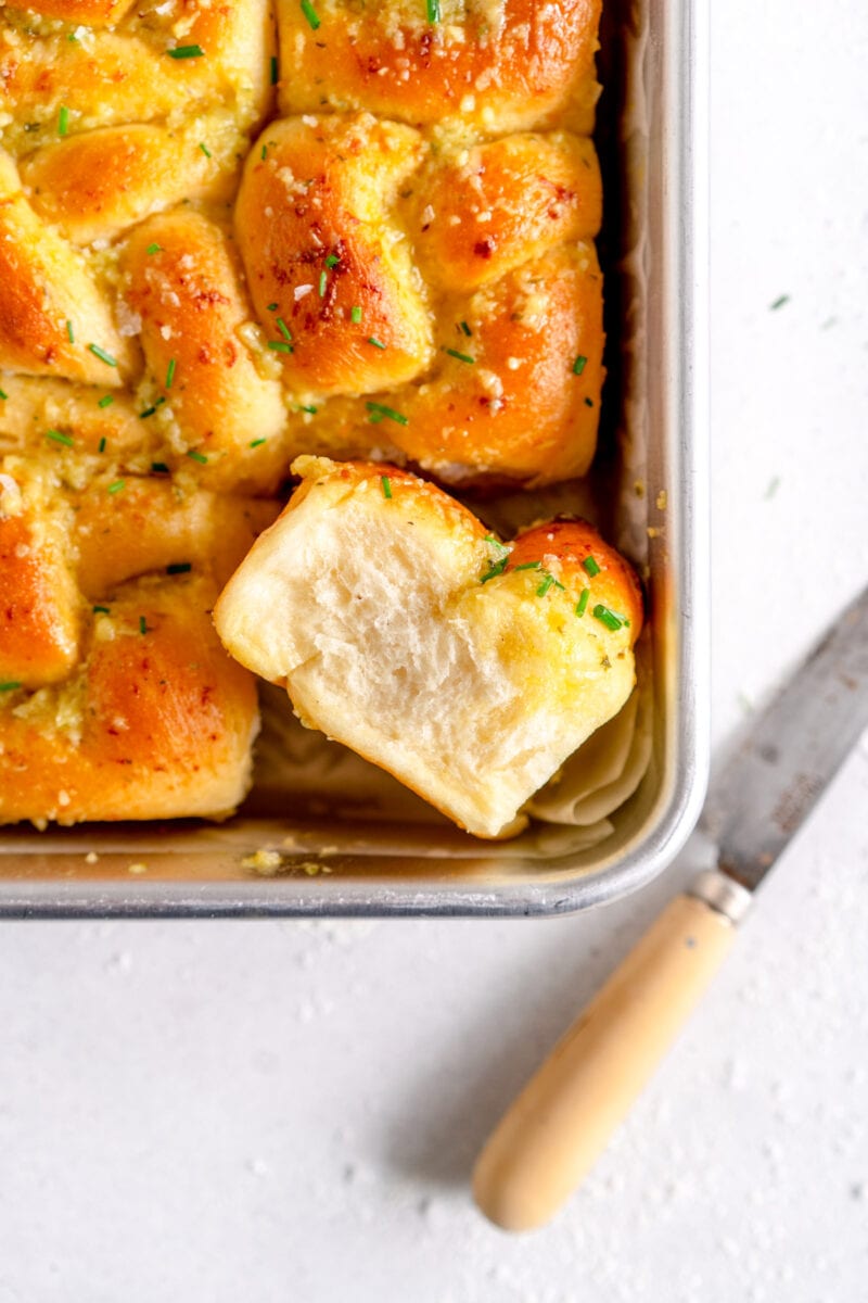 top down shot of garlic bread