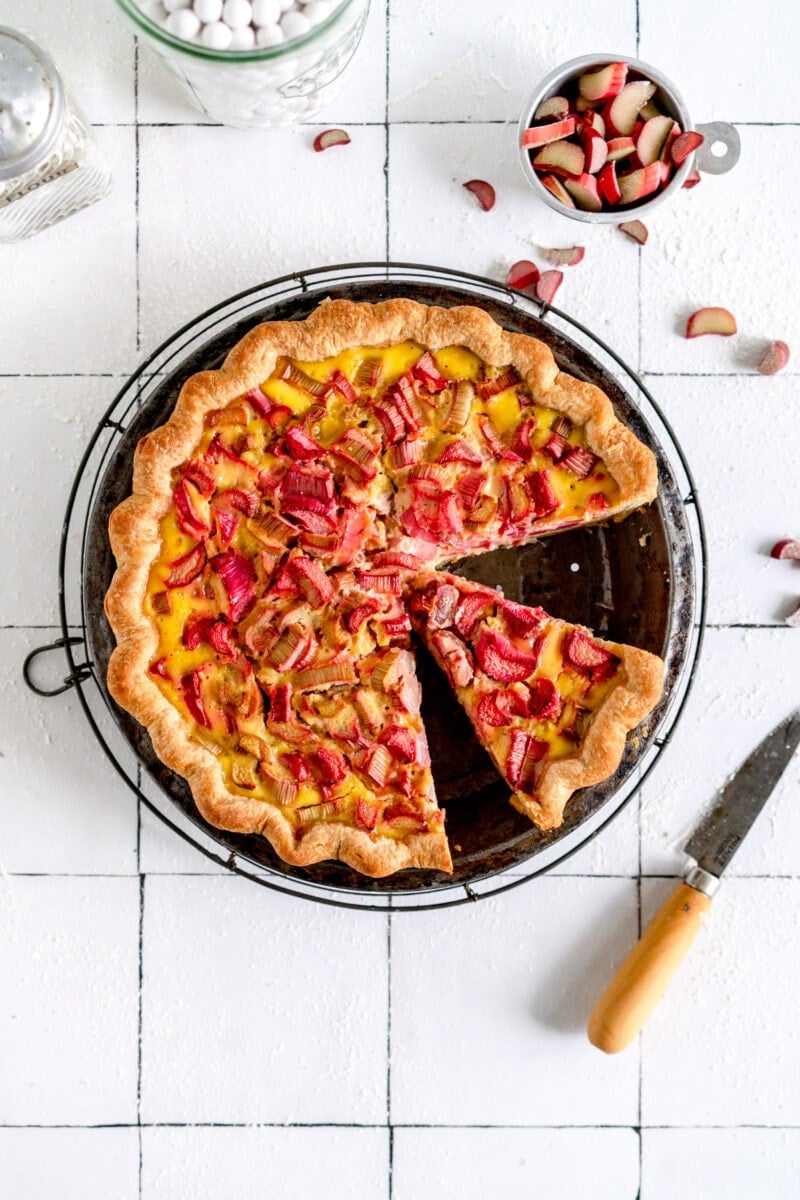 Sliced Rhubarb Custard Pie