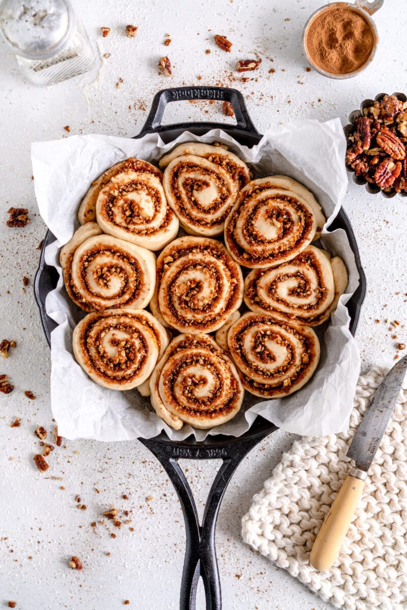 vegan cinnamon rolls ready for oven