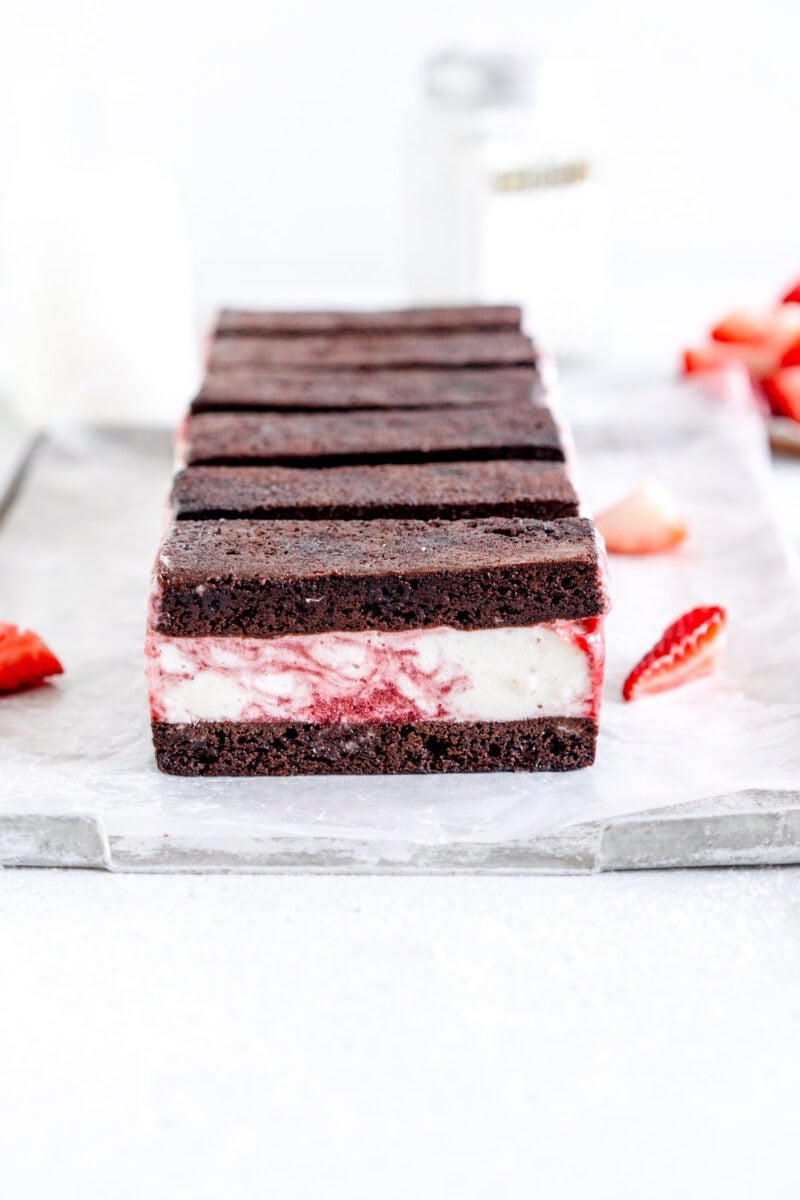 side shot brownie ice cream sandwiches